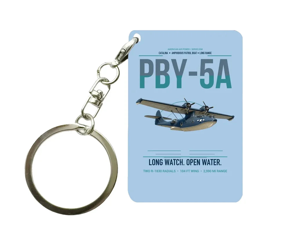 PBY-5A Catalina design on light blue designed key chain, double-side print
