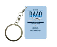 Thumbnail for Diamond DA40 design on light blue designed key chain, double-side print