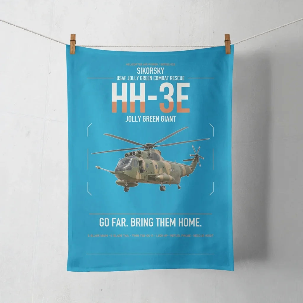 Sikorsky HH-3E Jolly Green Giant design on turquoise towel