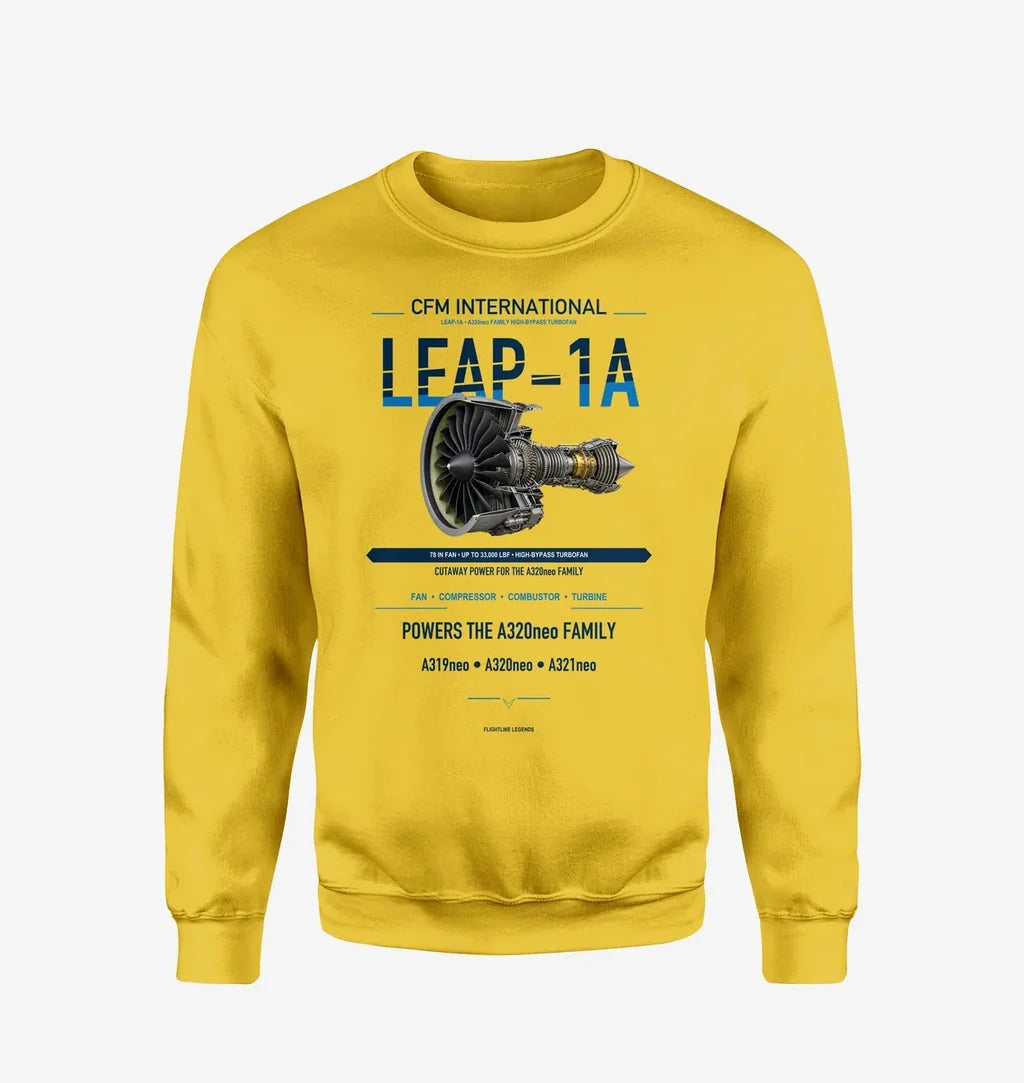 CFM LEAP-1A design on yellow sweatshirt