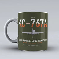 Thumbnail for Boeing KC-767A design on green army ceramic mug, double-side print