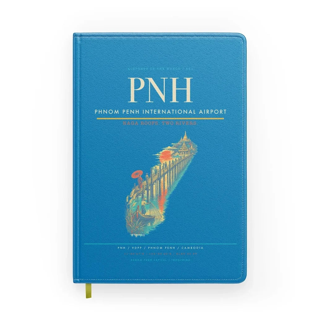 Phnom Penh International Airport (PNH) design on turquoise notebook