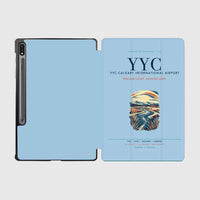 Thumbnail for YYC Calgary International Airport (YYC) design on light blue samsung tablet tablet case