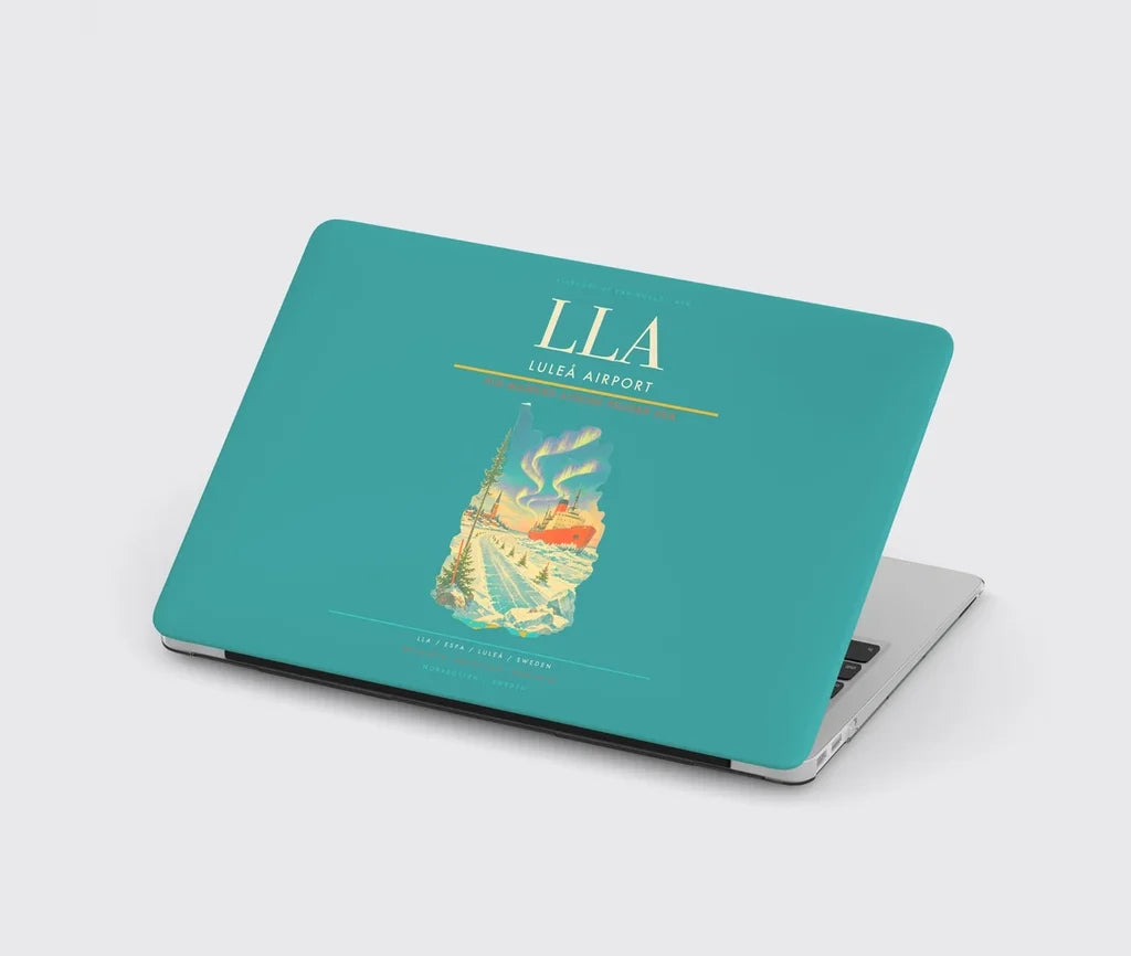 Luleå Airport (LLA) design on turquoise MacBook case