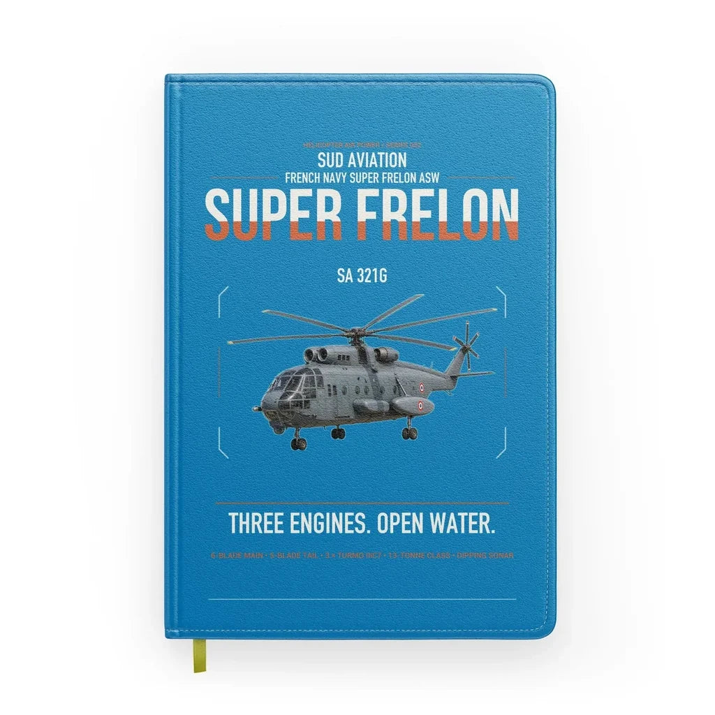 Sud Aviation SA 321G Super Frelon design on turquoise notebook