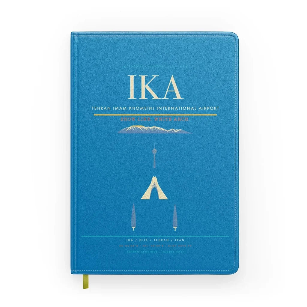 Tehran Imam Khomeini International Airport (IKA) design on turquoise notebook