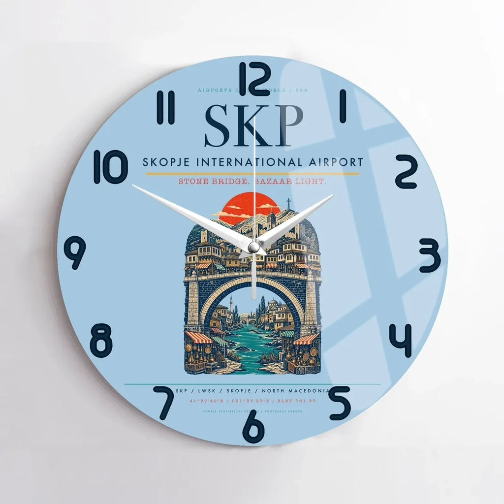 Skopje International Airport SKP Wall-Clock No-Frame - Light Blue