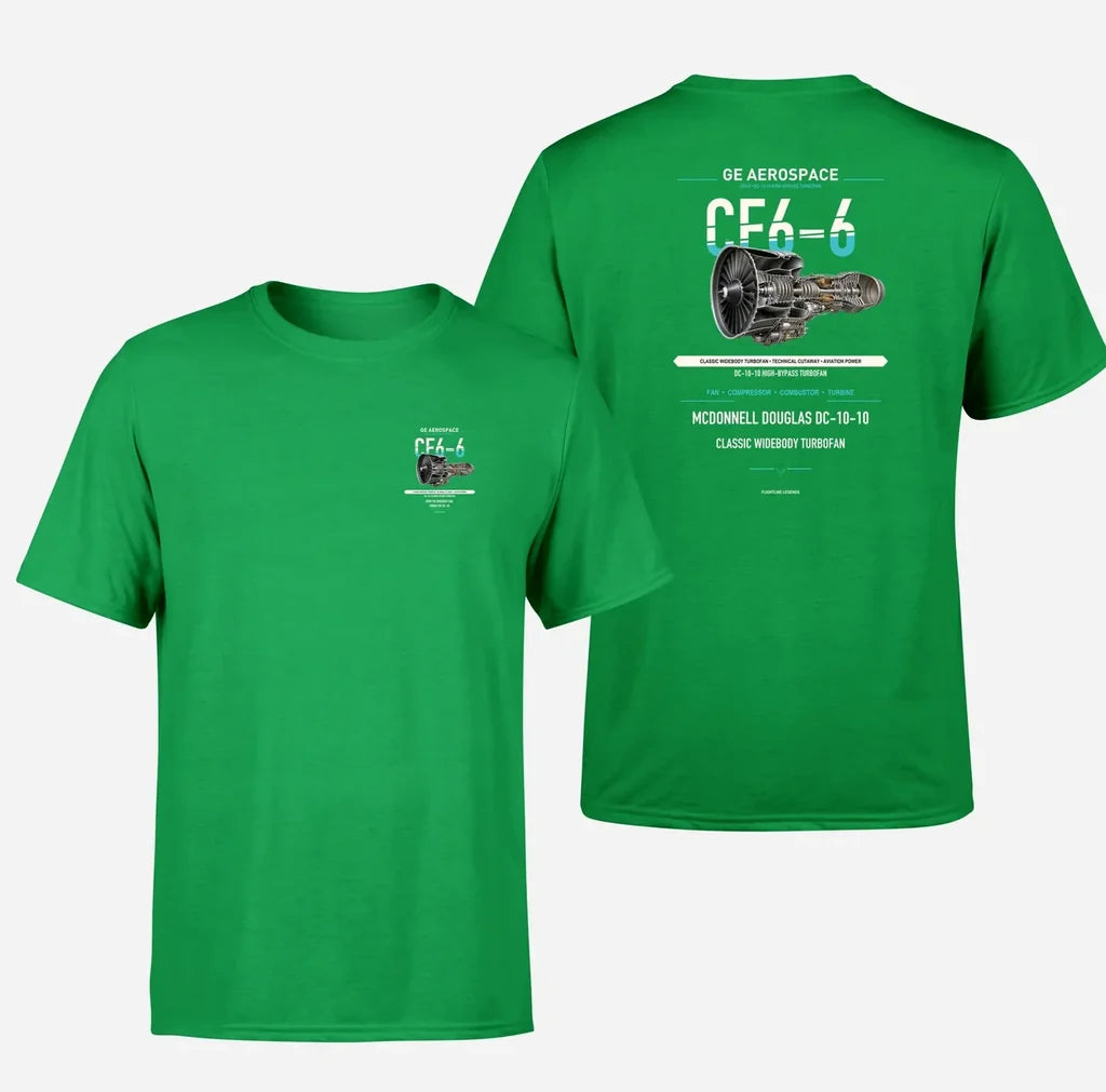 CF6-6 design on green t shirt