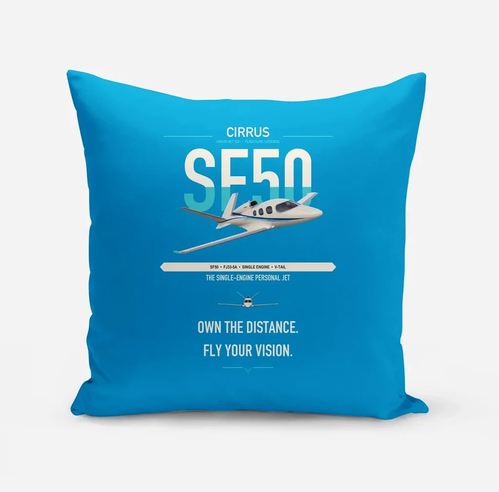 Cirrus Vision Jet G2+ design on turquoise pillow