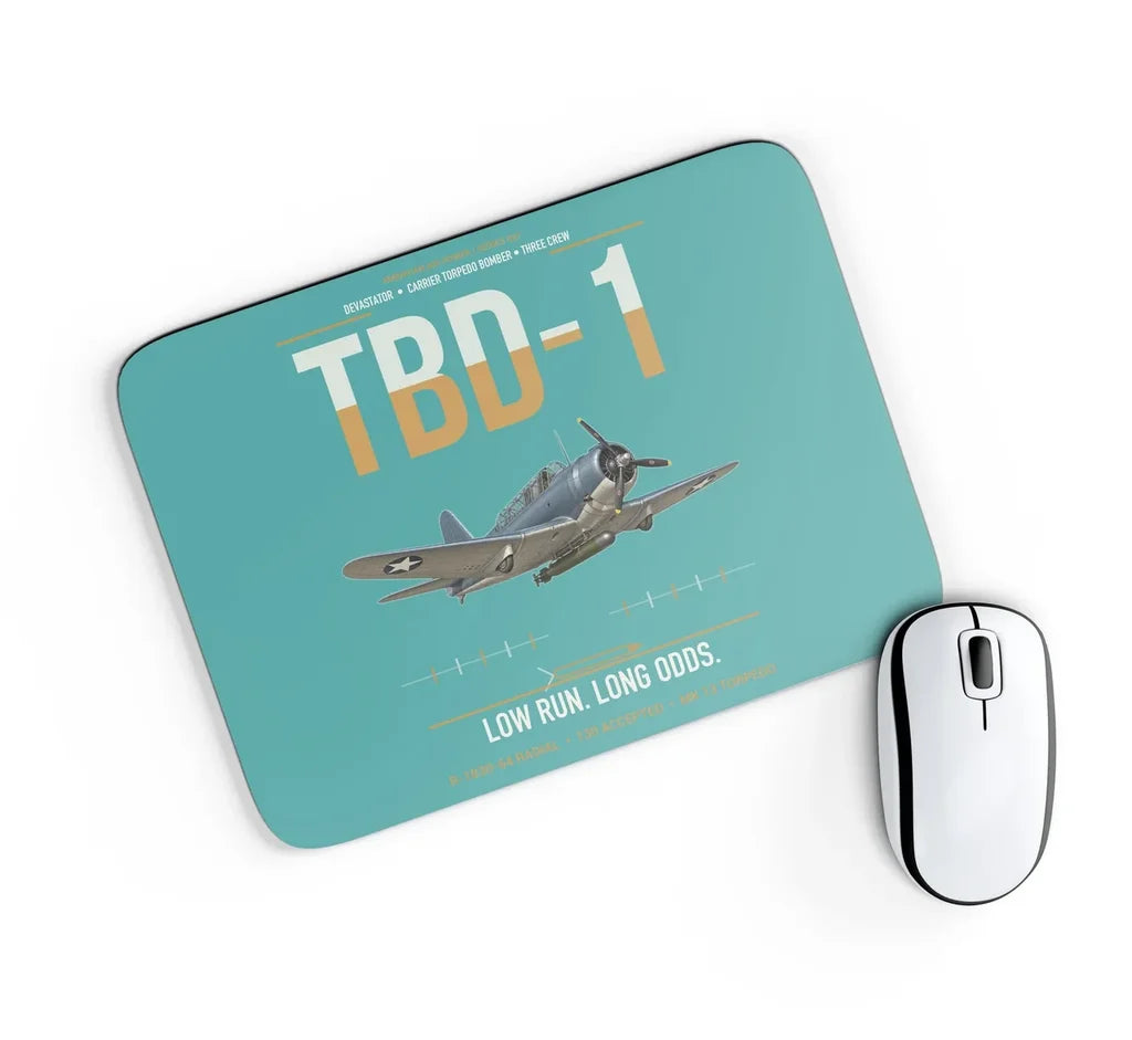TBD-1 Devastator design on turquoise rectangle mouse pad