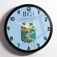 Thumbnail for Grantley Adams International Airport (BGI) design on light blue framed wall clock