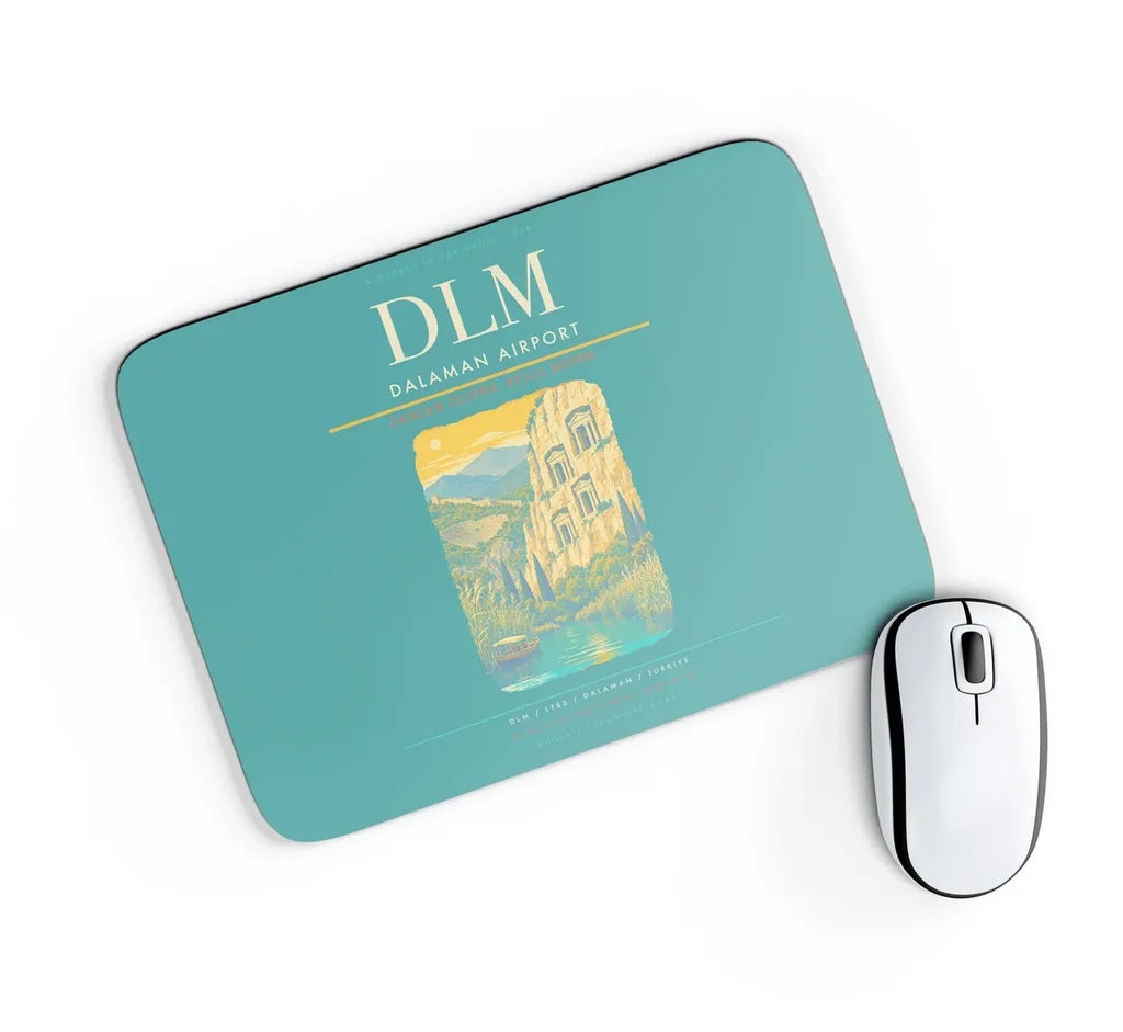 Dalaman Airport (DLM) design on turquoise rectangle mouse pad