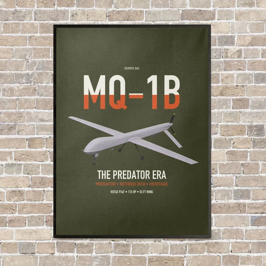 MQ-1B Predator vertical canvas print - framed - green army background