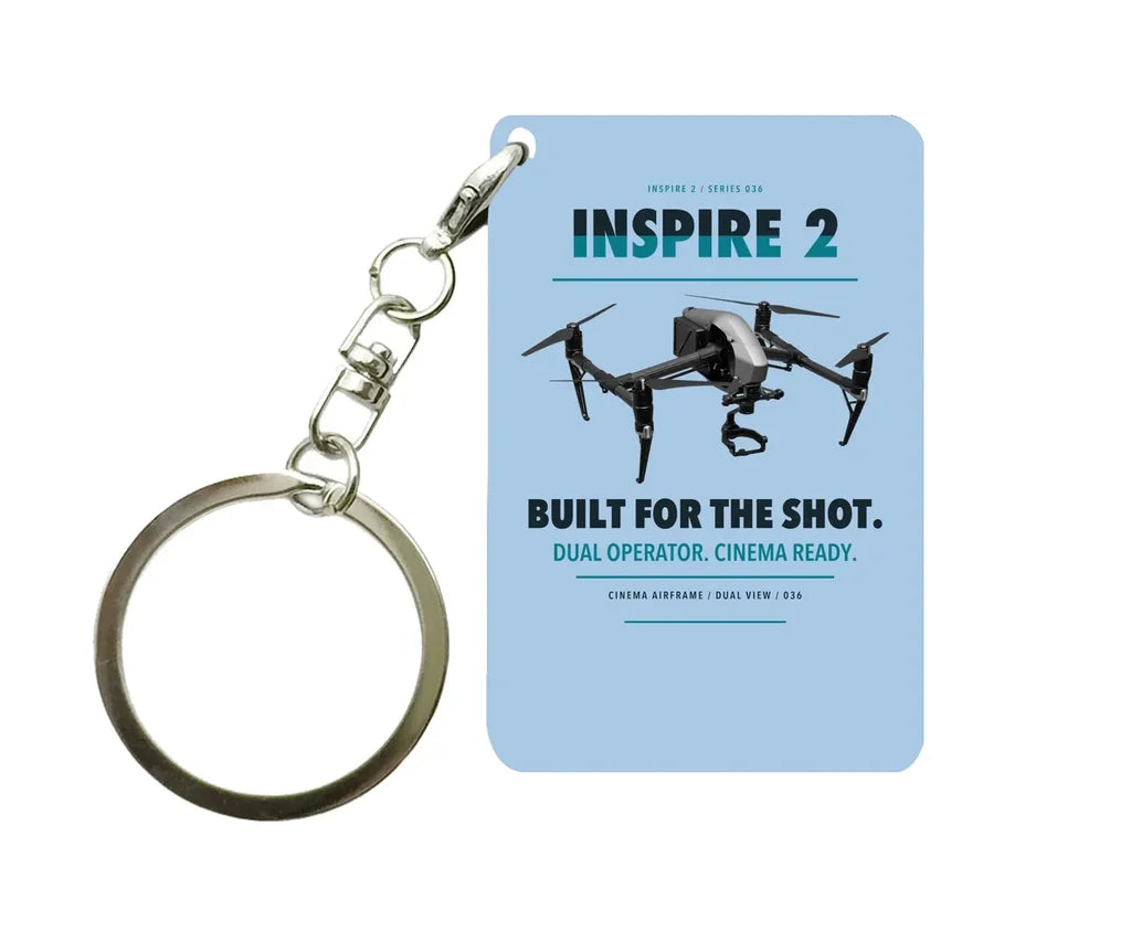 DJI Inspire 2 Key Chain design on light blue key chain