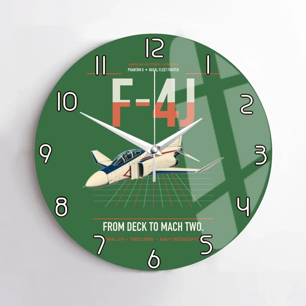 F-4J Phantom II design on green no frame wall clock