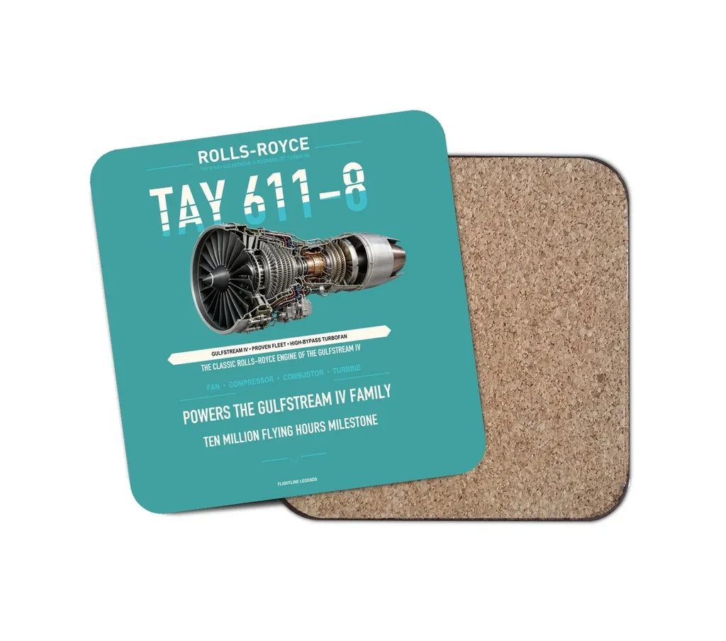 TAY 611-8 design on turquoise 1 piece coaster