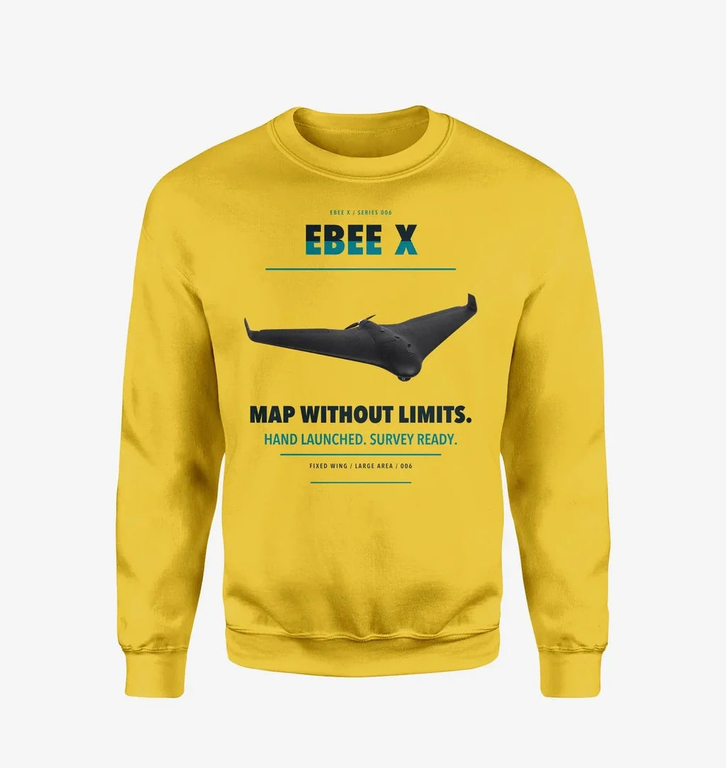 AgEagle eBee X design on yellow sweatshirt