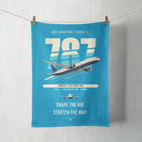 Thumbnail for Boeing 787-9 Dreamliner design on turquoise towel
