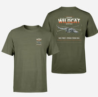 Thumbnail for Leonardo AW159 Wildcat HMA2 design on green army t-shirt, double-side print
