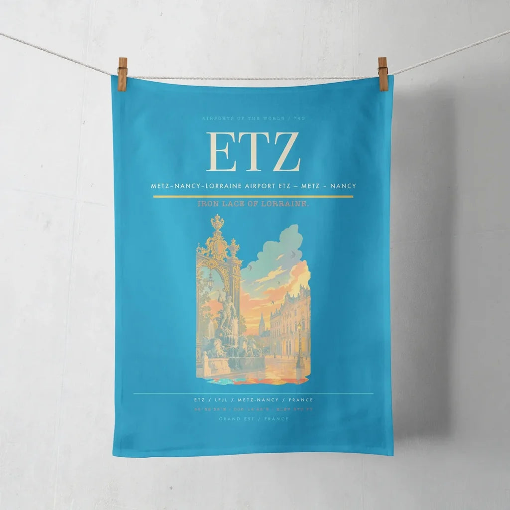 Metz–Nancy–Lorraine Airport (ETZ) design on turquoise towel