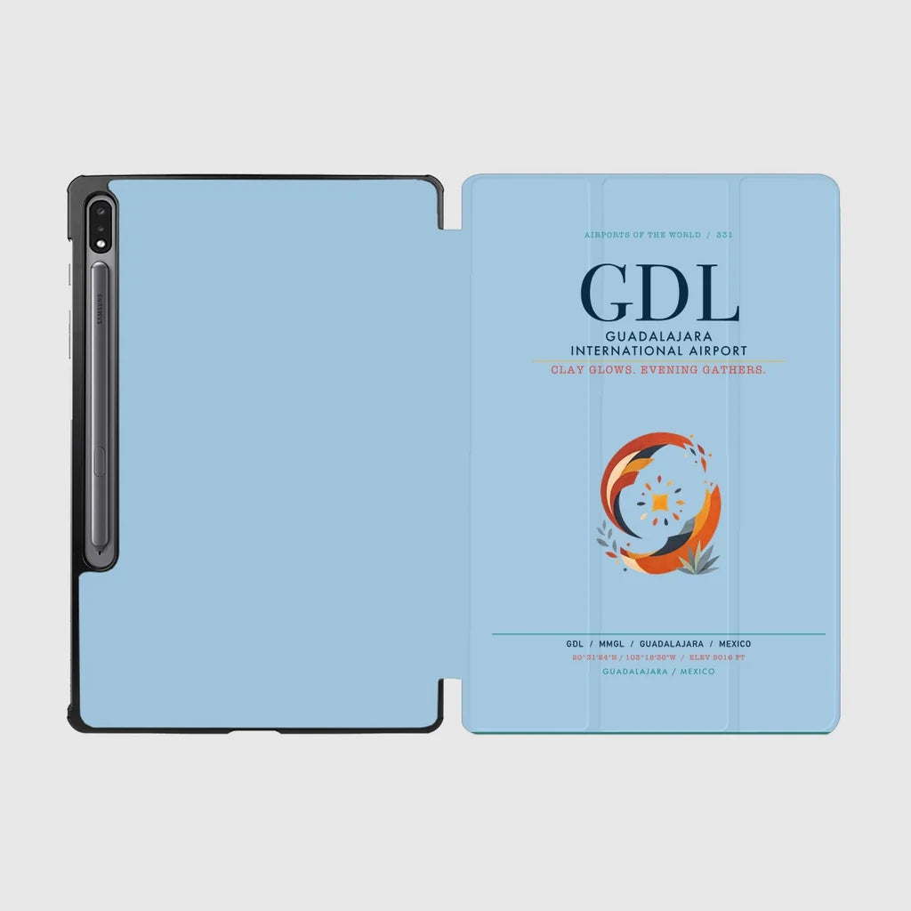 Guadalajara International Airport (GDL) design on light blue samsung tablet tablet case