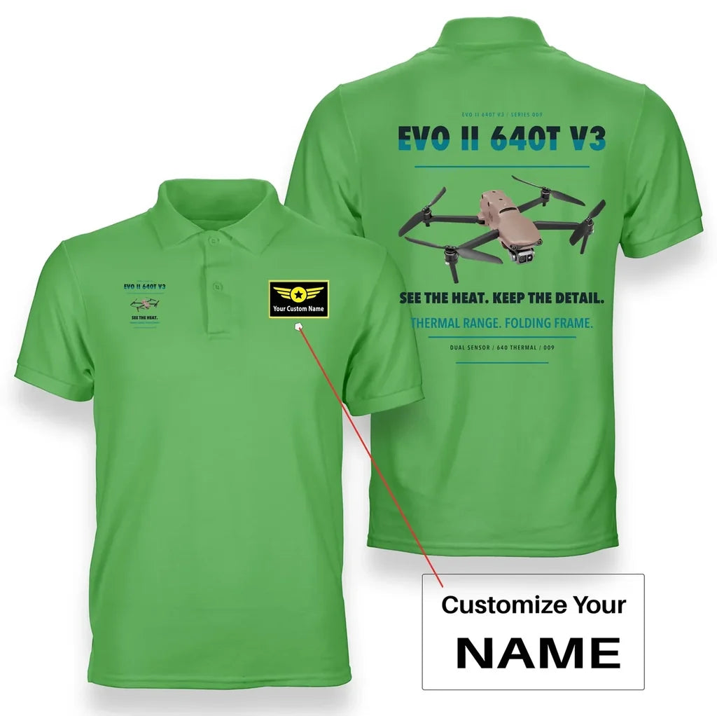 Autel EVO II Dual 640T V3 design on light green polo with custom name badge