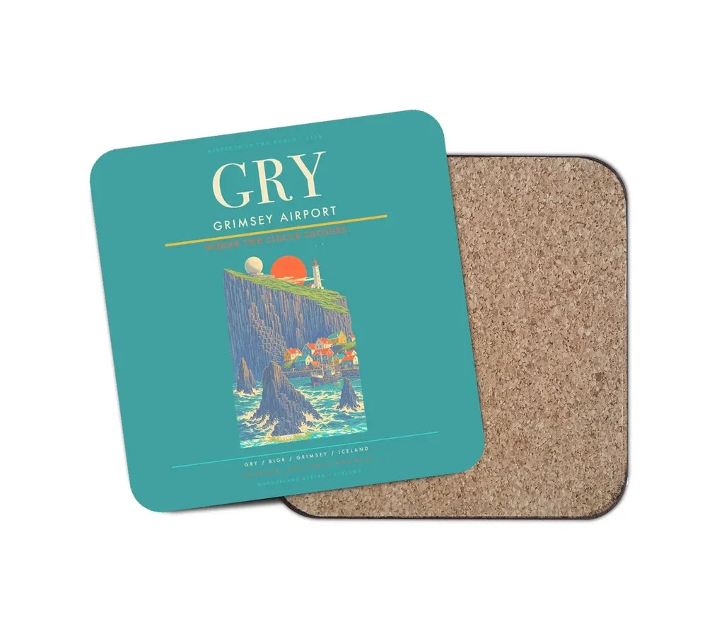 Grimsey Airport GRY Coaster 1-Piece - Turquoise