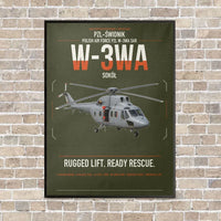 Thumbnail for PZL-Świdnik W-3WA Sokół vertical canvas print - framed - green army background
