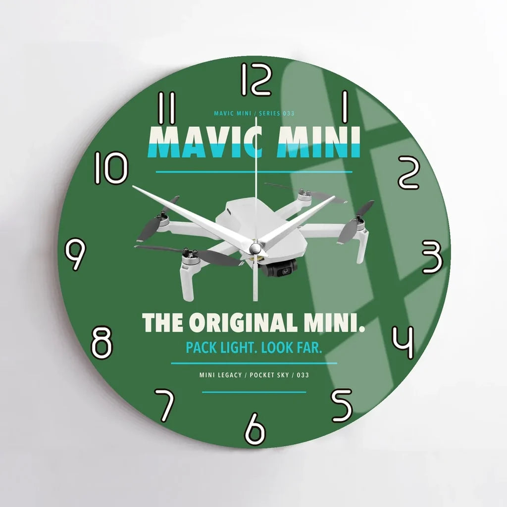 DJI Mavic Mini design on green no frame wall clock
