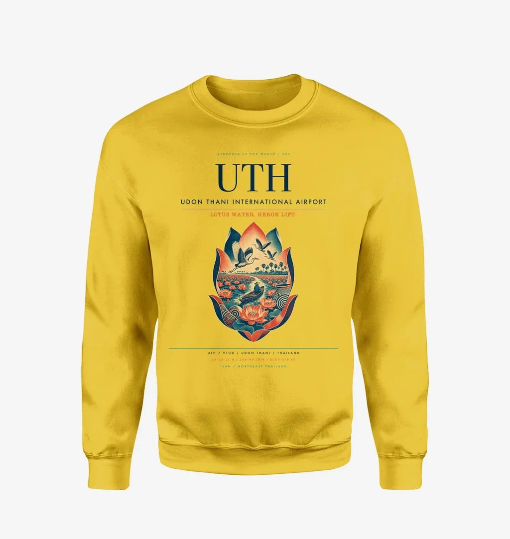 Udon Thani International Airport (UTH) design on yellow sweatshirt
