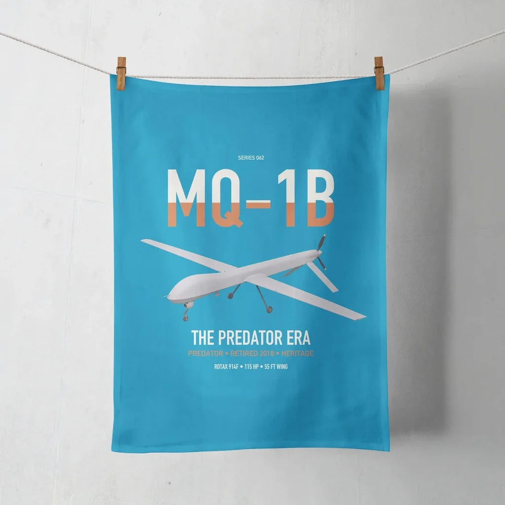 MQ-1B Predator design on turquoise towel