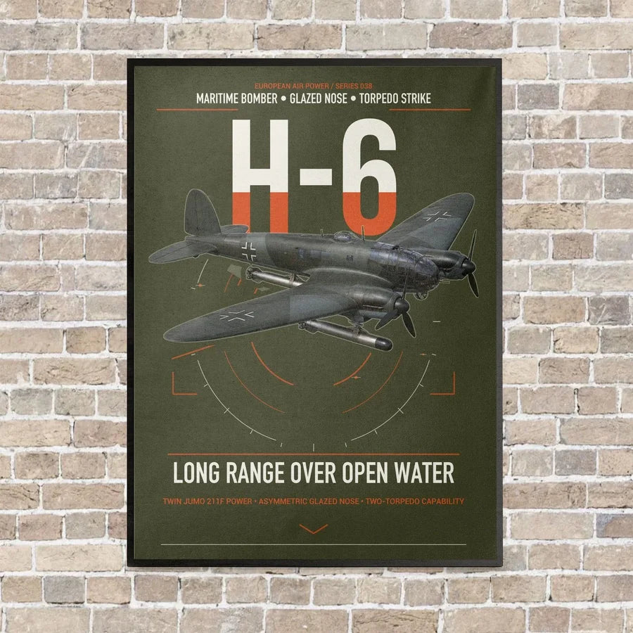 Heinkel He 111H-6 vertical canvas print - framed - green army background