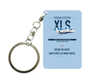 Thumbnail for Cessna Citation XLS design on light blue designed key chain, double-side print