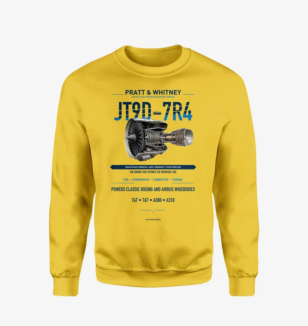 JT9D-7R4 design on yellow sweatshirt