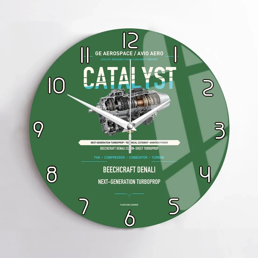 CATALYST design on green no frame wall clock