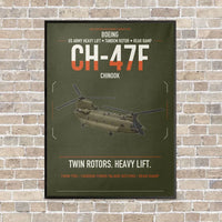 Thumbnail for Boeing CH-47F Chinook vertical canvas print - framed - green army background