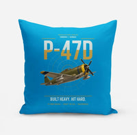 Thumbnail for P-47D Thunderbolt Razorback design on turquoise pillow