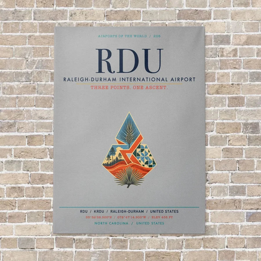 Raleigh-Durham International Airport RDU vertical canvas print - no frame - light gray background
