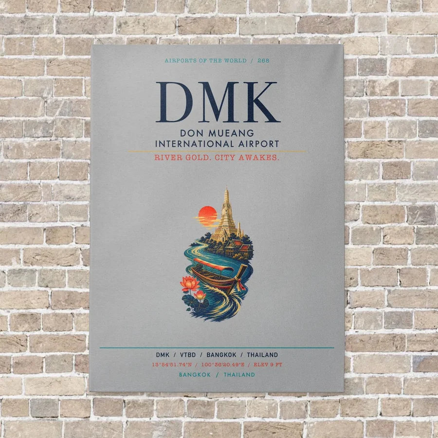 Don Mueang International Airport Bangkok DMK vertical canvas print - no frame - light gray background