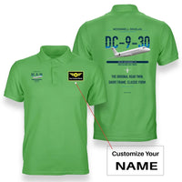 Thumbnail for McDonnell Douglas DC-9-30 design on light green+name double-side polo t-shirt, double-side print