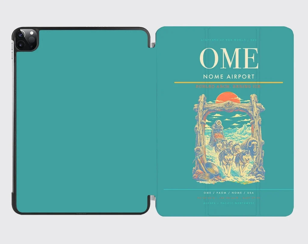 Nome Airport (OME) design on turquoise ipad tablet case