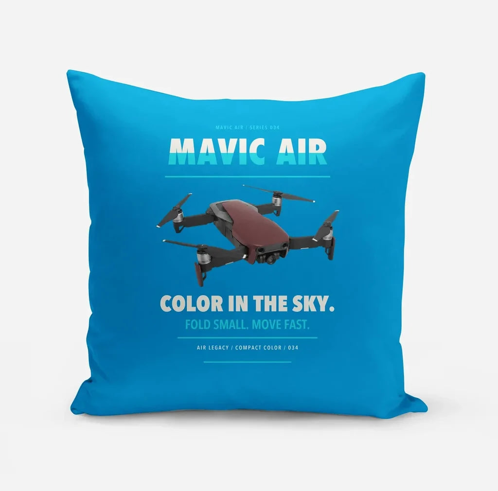 DJI Mavic Air design on turquoise pillow