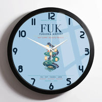 Thumbnail for Fukuoka Airport (FUK) design on light blue framed wall clock