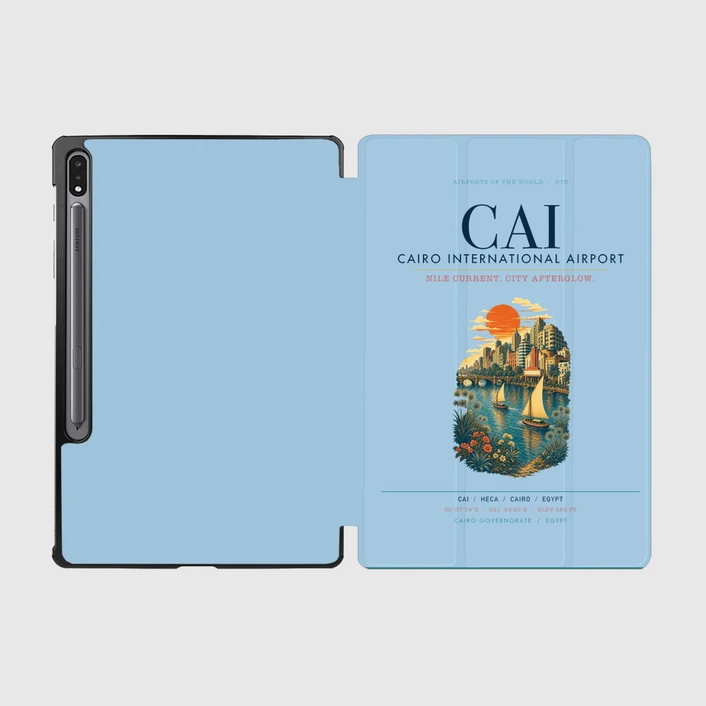 Cairo International Airport (CAI) design on light blue samsung tablet tablet case