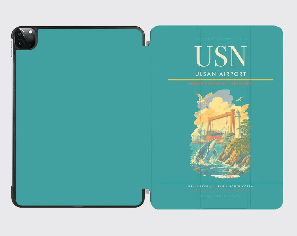 Ulsan Airport (USN) design on turquoise ipad tablet case