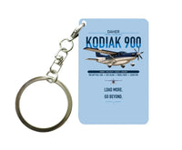 Thumbnail for Daher Kodiak 900 design on light blue designed key chain, double-side print