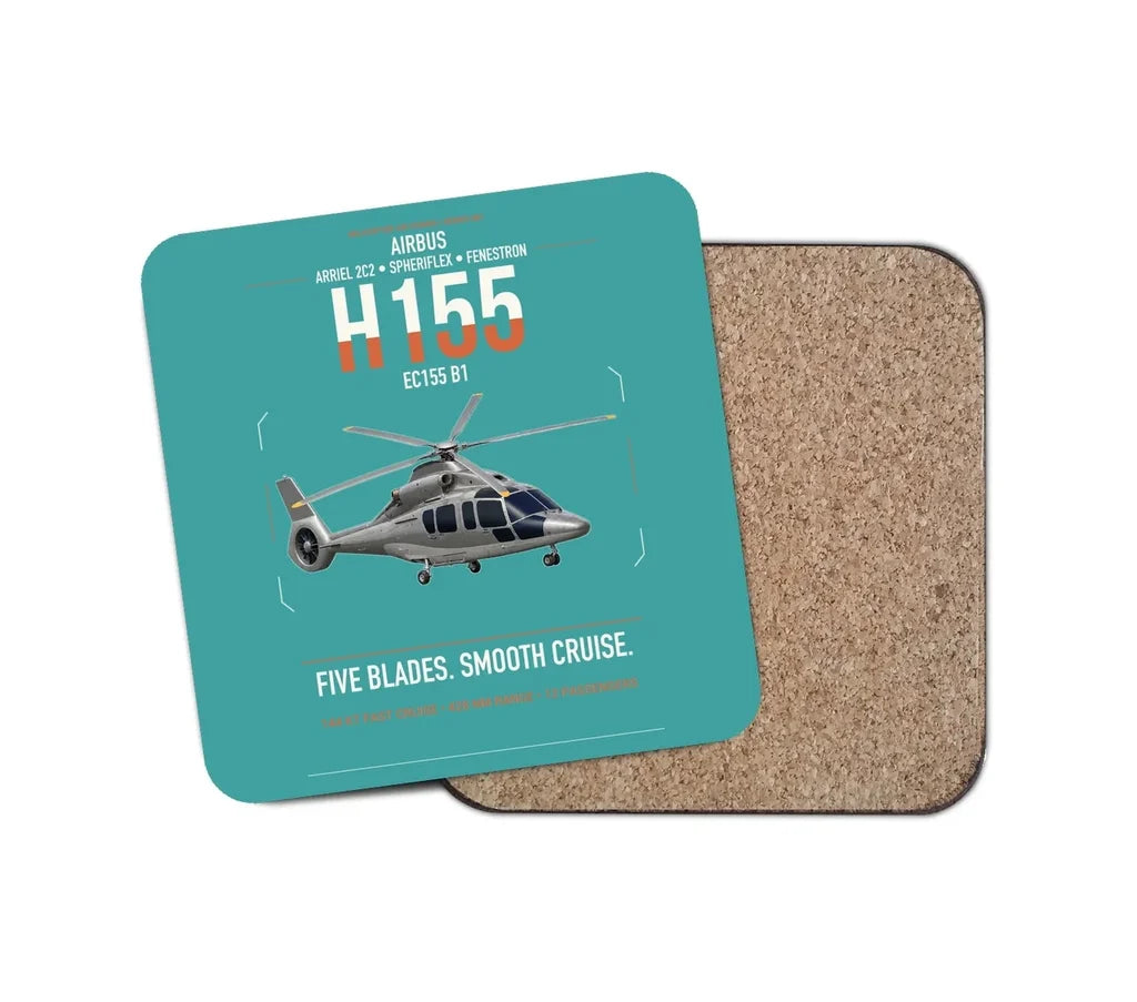 Airbus H155 EC155 B1 design on turquoise 1 piece coaster