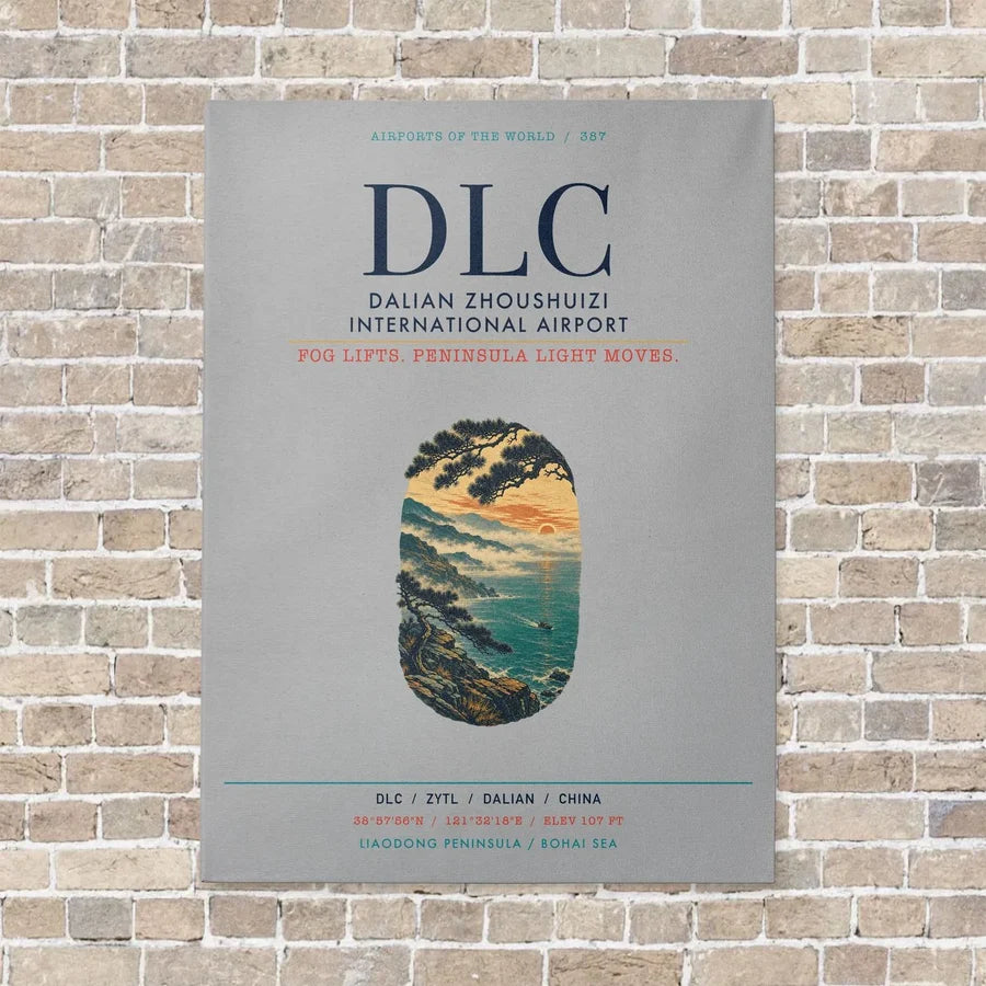 Dalian Zhoushuizi International Airport DLC vertical canvas print - no frame - light gray background