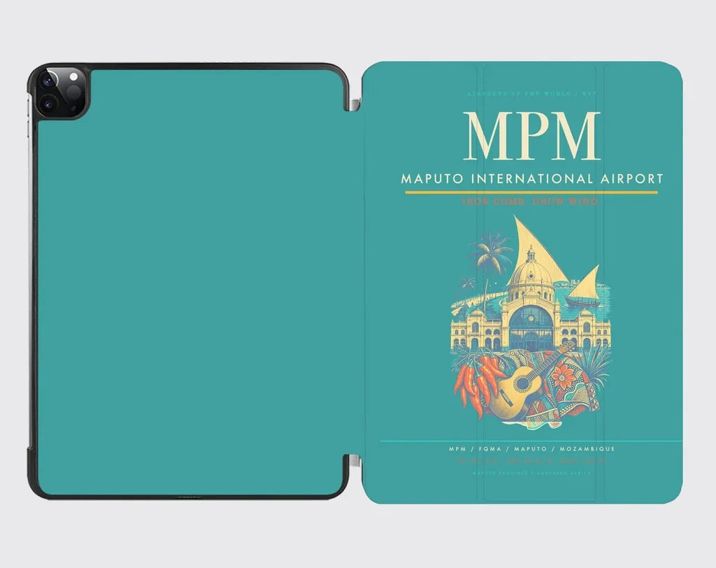 Maputo International Airport (MPM) design on turquoise ipad tablet case