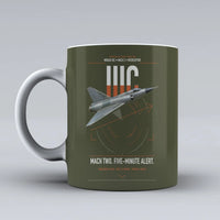 Thumbnail for Dassault Mirage IIIC design on green army ceramic mug, double-side print